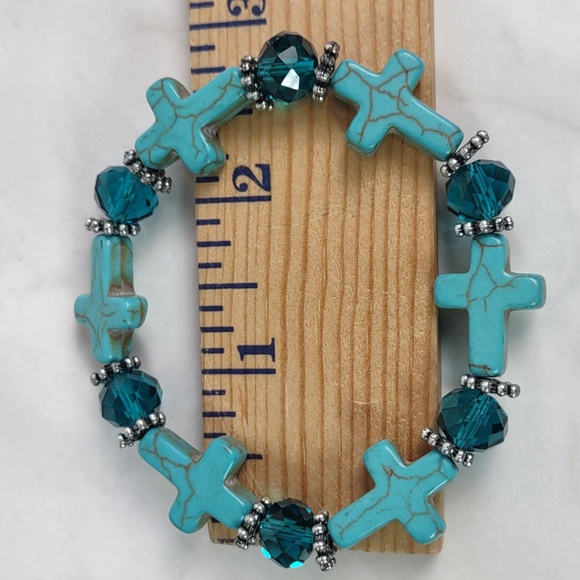 2pc Turquoise Howlite Stretch Bracelets - Picture 6 of 6